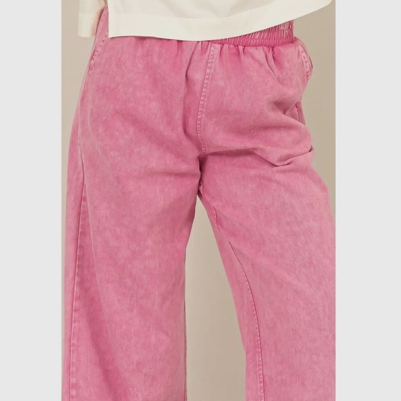 ROSE PINK Elastic High Waist Wide Leg Pants - Picture 2 of 11